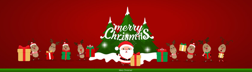 Christmas Greeting Card. Christmas Background with Merry Christmas lettering, vector illustration.