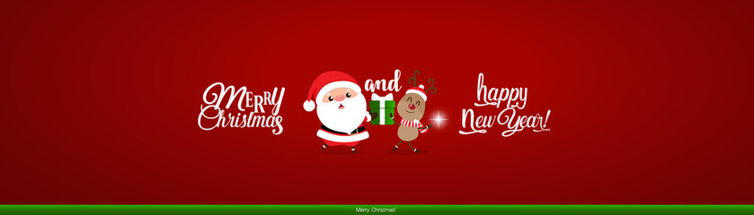 Christmas Greeting Card. Christmas Background with Merry Christmas and Happy New Year lettering, vector illustration.