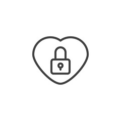 Heart lock line icon. linear style sign for mobile concept and web design. Locked heart outline vector icon. Valentine day symbol, logo illustration. Vector graphics