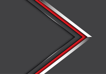 Abstract silver red line arrow direction on grey design modern luxury futuristic background vector illustration.