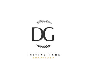D G DG Beauty vector initial logo, handwriting logo of initial signature, wedding, fashion, jewerly, boutique, floral and botanical with creative template for any company or business.
