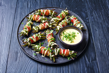 Bacon wrapped Green Bean Bundles, top view