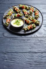 Bacon Green Bean Bundles cooked on grill