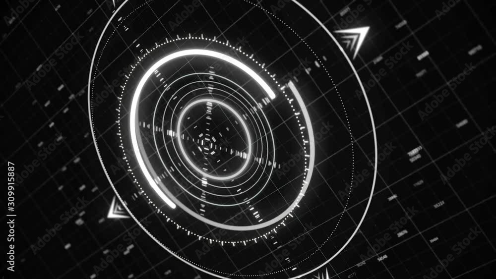 Poster black and white working radar, object detection system that uses radio waves to determine the range,