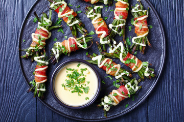 Bacon wrapped Green Bean Bundles, top view