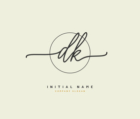 D K DK Beauty vector initial logo, handwriting logo of initial signature, wedding, fashion, jewerly, boutique, floral and botanical with creative template for any company or business.