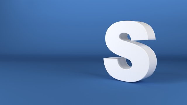 The Letter S in white on a blue background 3d render