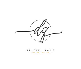 D Q DQ Beauty vector initial logo, handwriting logo of initial signature, wedding, fashion, jewerly, boutique, floral and botanical with creative template for any company or business.