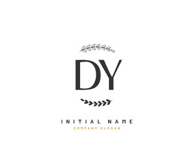 D Y DY Beauty vector initial logo, handwriting logo of initial signature, wedding, fashion, jewerly, boutique, floral and botanical with creative template for any company or business.