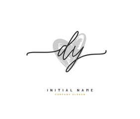 D Y DY Beauty vector initial logo, handwriting logo of initial signature, wedding, fashion, jewerly, boutique, floral and botanical with creative template for any company or business.