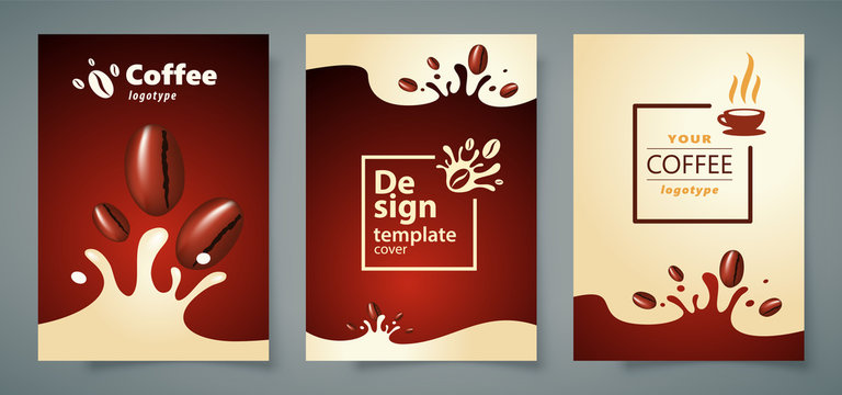 Coffee liquid dros Flyer set design template cover vector
