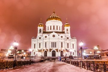 Fototapeta na wymiar The Cathedral of Christ the Savior is the cathedral church of the Russian