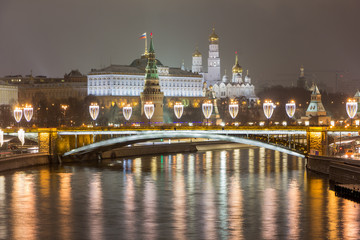 View of the night Moscow. View of the night Kremlin.