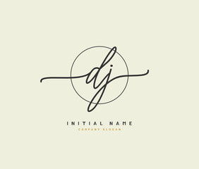 D J DJ Beauty vector initial logo, handwriting logo of initial signature, wedding, fashion, jewerly, boutique, floral and botanical with creative template for any company or business.