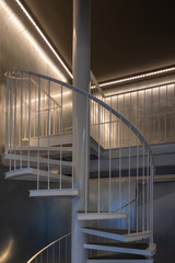 Fototapeta premium Spiral steel staircase circular decoration exterior building architecture