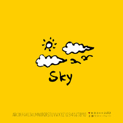 손으로 그린 알파벳 일러스트