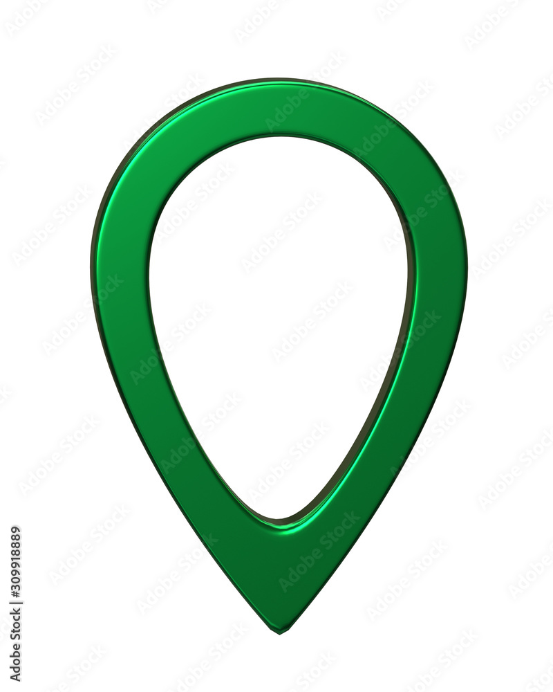 Fototapete green map pointer 3d pin. location symbol isolated on white background. web location point, pointer.