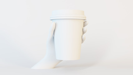 white hand holding a coffee cup mockup