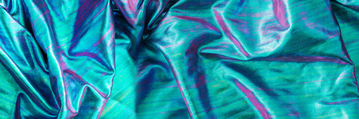 Abstract iridescent holographic banner. Modern background in 80s style.