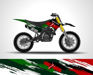 Racing motorcycle wrap decal and vinyl sticker design. Concept graphic abstract background for wrapping vehicles, motorsports, Sportbikes, motocross, supermoto and livery. Vector illustration. Kenya