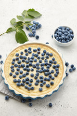 Obraz na płótnie Canvas Blueberry pie or tart with fresh berries