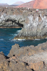 Spectacular view of lava's caves Los Hervideros