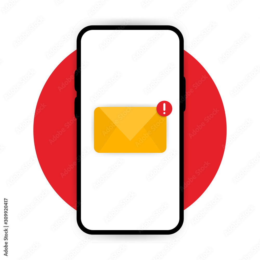 Poster error realistic message on screen phone on red and white background. vector illustration.