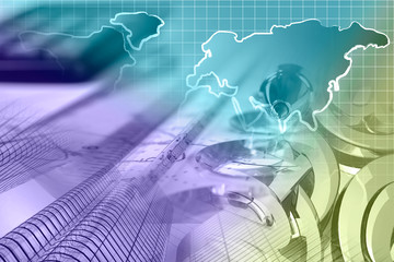 Mail signs, graph and buildings