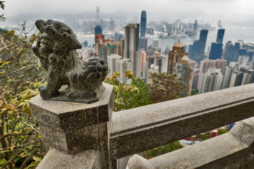Cloudy Hong Kong Cityscape from Viewpoint