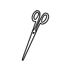 Hand drawn vector illustration in black ink on white background. Scissors  in doodle sketch style. Isolated outline.