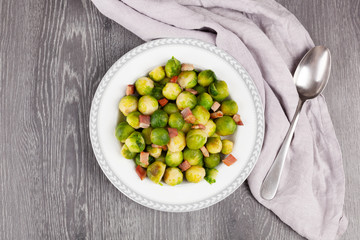 Roasted brussels sprouts with bacon.