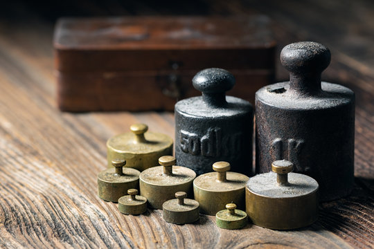 Old rustic metal weights
