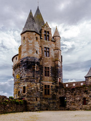 Defensive tower medieval castle Vitre, Brittany, France