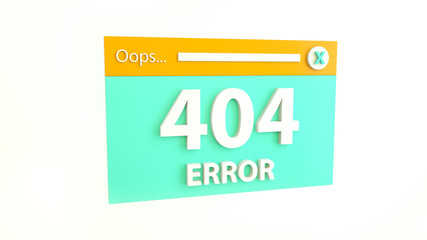 404 error page not found message. Lettering for web design and site development. 3D Render
