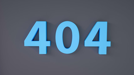 404 web page error message sign. Blue on gray. Computer network system problem. Webpage maintenance, Technical problem. 3d illustration