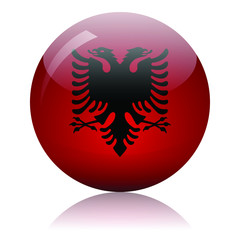 Albanian flag glass icon vector illustration