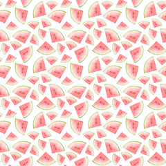 Seamless watermelon pattern on white background