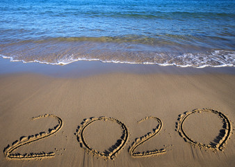 2020. New Year numbers concept. Winter or Summer New Year celebrate.