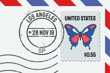 Los Angeles postmark - obrazy, fototapety, plakaty