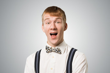 Happy hipster with mouth opened