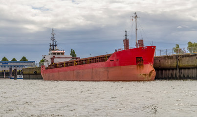 container ship in Hamburg