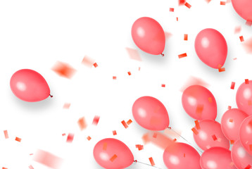 Balloons celebration background on white