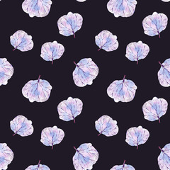 Watercolor abstract seamless pattern of winter trees. Natural texture