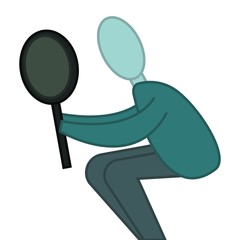 Beruiz man looks into the loupe sitting flat style man without face isolated on white background vector