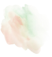 Light turquoise, pink and green watercolor background texture design. Brush stroke frame / border. Shimmering modern art. Illustration.