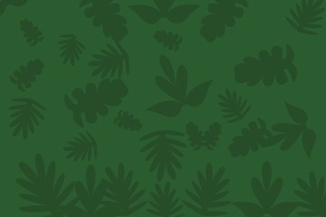 Tropical flowers and palm sheets exotic on green background print ecological vector illustration for text