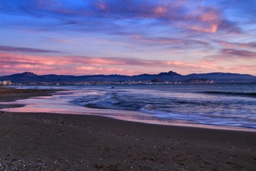 Sunrise on the beach in Arenales del Sol, Alicante