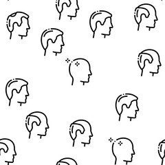 Hair Transplantation Seamless Pattern Vector Thin Line. Illustrations