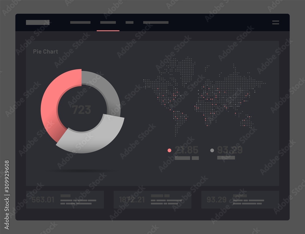 Poster web app dashboard ui and ux kit. elements of infographics on a black background. use in presentation