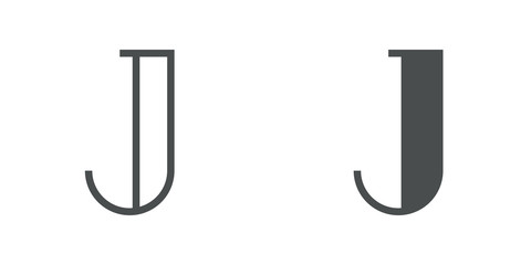Letra J del alfabeto en tipograf&iacute;a tipo art deco estilo Broadway. Versi&oacute;n contorno y relleno en color gris